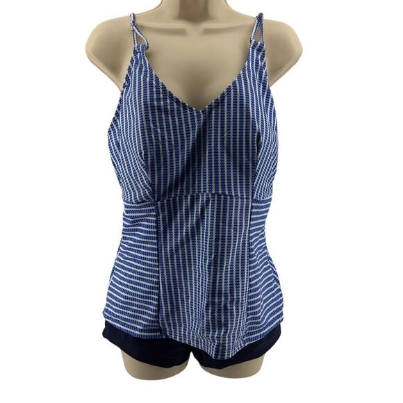 Beach Sissi Tankini Swim Set Boyshorts Striped Swimsuit Womens Xlarge - Picture 1 of 7